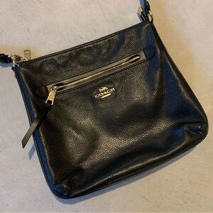 Coach Black Leather Pebbles Crossover Shoulder Bag